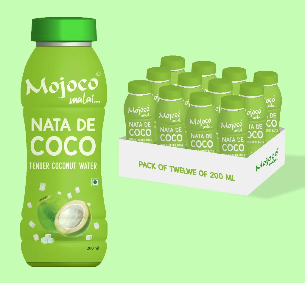 MOJOCO Malai Coconut Water With Vital Minerals, No Artificial Colours, Flavours or Preservatives, Made Using Real Tender Coconut Water - 200 ML (Pack of 12)