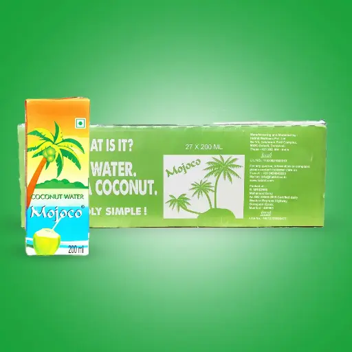 MOJOCO - Tender Coconut Water (27x200ml) | Pure and Raw Coconut Water | Enriched with Vitamins & Minerals | No Artificial Flavors, Fragrance, Sugar Additives, or Sweeteners | Nariyal Pani On-The-Go