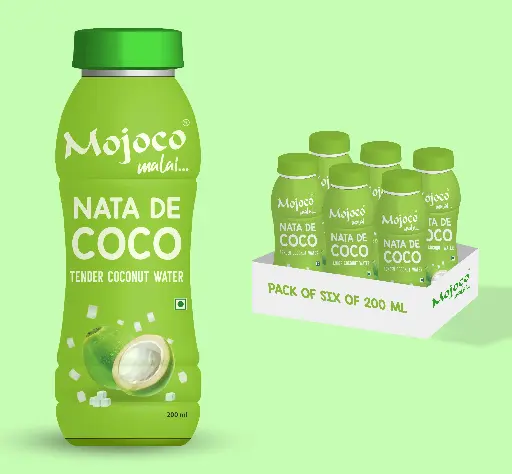 MOJOCO Malai Coconut Water With Vital Minerals, No Artificial Colours, Flavours or Preservatives, Made Using Real Tender Coconut Water - 200 ML (Pack of 6)