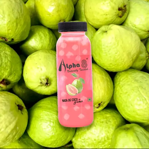 ALPHA 8 Fruit Juice Infused with Nata de Coco - Natural Energizer & Immunity Booster, Healthy Juice, High Fiber, Real Natural Taste Juice(Pack of 24,Guava)